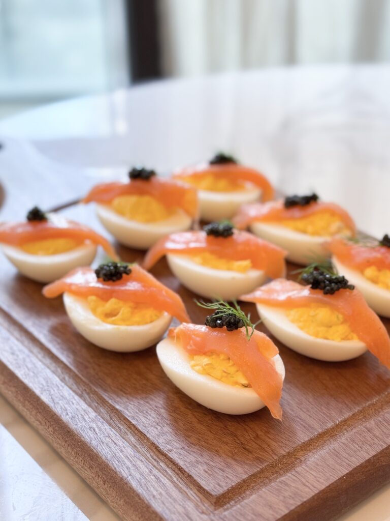 Smoked Salmon Deviled Eggs with Caviar